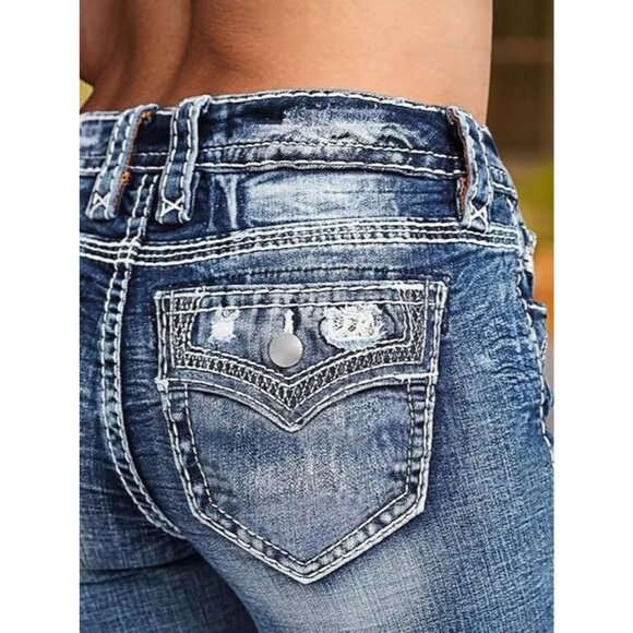 Premium Butt Lifting Mid Rise Skinny Jeans for Women - Artesia Light Blue - Picture 4 of 6